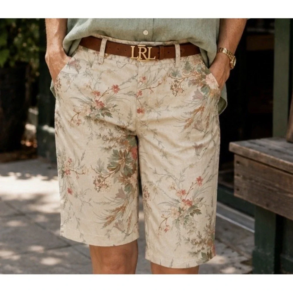 Vintage Lauren Ralph Lauren Cottagecore Floral Bermuda Shorts 100% Cotton Sz 6 P